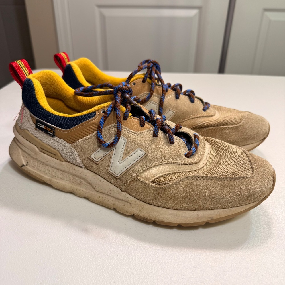 New Balance 997H Cordura Tan Navy Suede Sneakers CM997HFA Men's 9